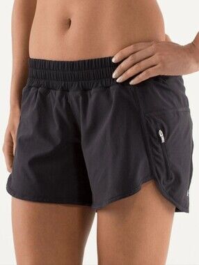Lululemon Run Track Attack Black Low Rise Running Athletic Gym Shorts Size 10